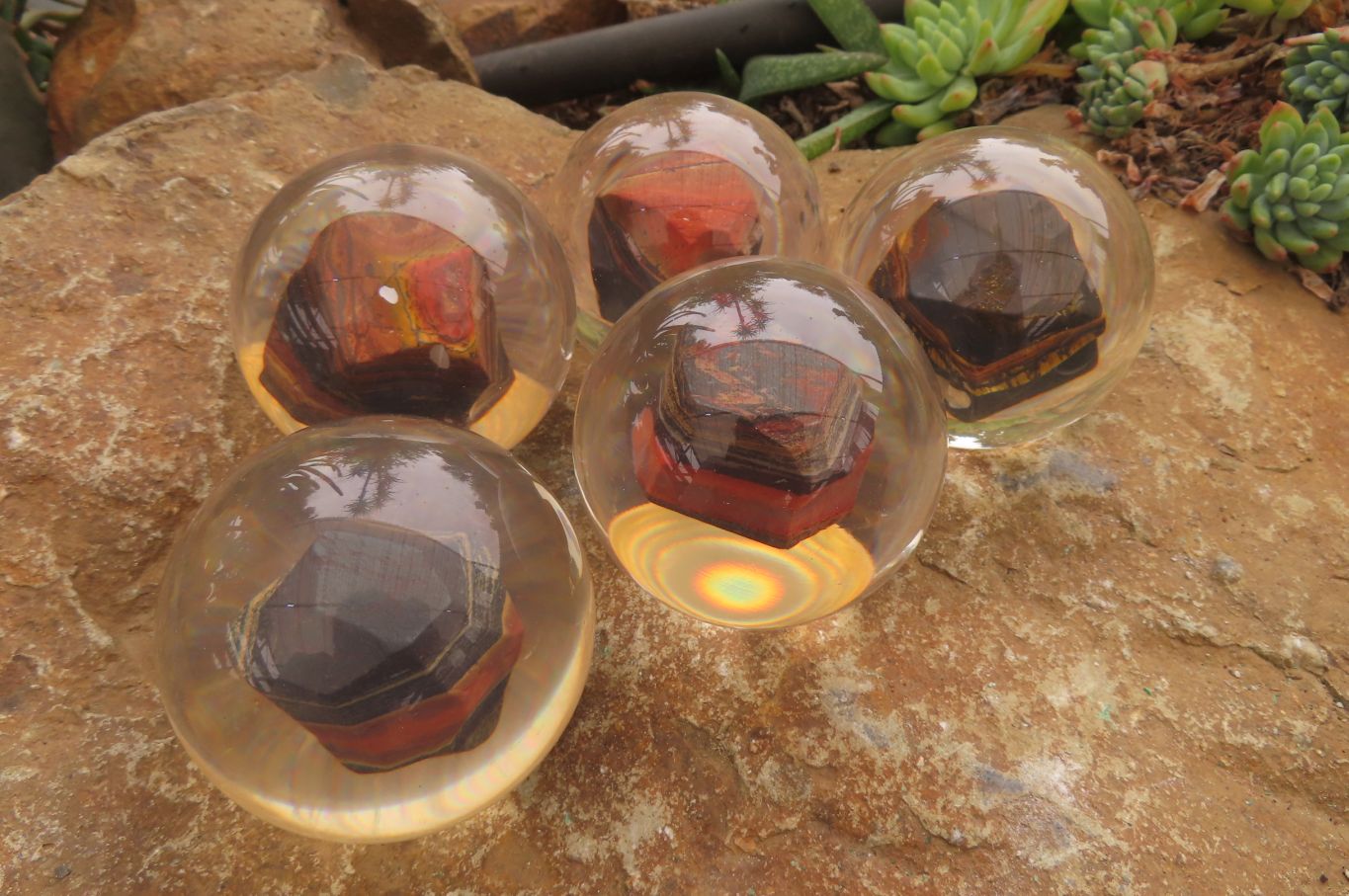 Polished Tiger Iron Jasper in PVC Resin Paperweight Spheres - sold per item - From Australia - Toprock Gemstones and Minerals 