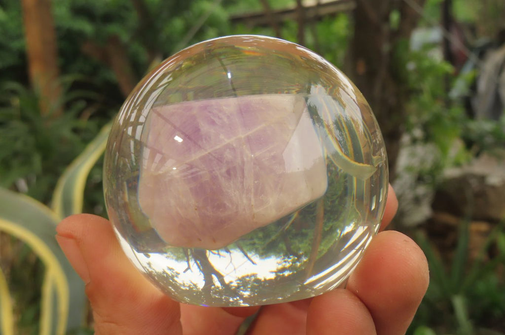 Polished Chevron Amethyst cobbed pieces in PVC Resin Paperweight Spheres - sold per item - From Zambia - Toprock Gemstones and Minerals 
