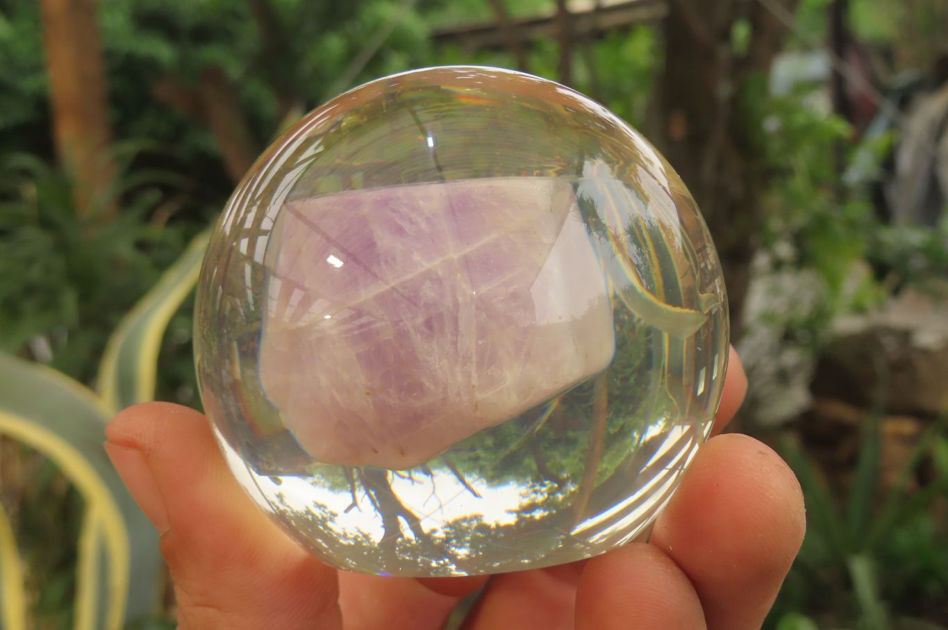 Polished Chevron Amethyst cobbed pieces in PVC Resin Paperweight Spheres - sold per item - From Zambia - Toprock Gemstones and Minerals 