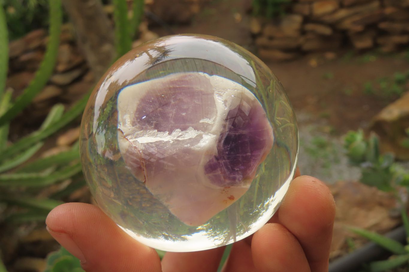 Polished Chevron Amethyst cobbed pieces in PVC Resin Paperweight Spheres - sold per item - From Zambia - Toprock Gemstones and Minerals 
