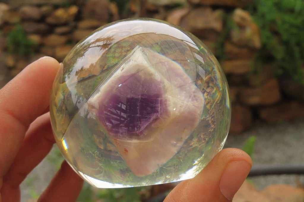 Polished Chevron Amethyst cobbed pieces in PVC Resin Paperweight Spheres - sold per item - From Zambia - Toprock Gemstones and Minerals 