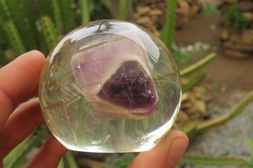 Polished Chevron Amethyst cobbed pieces in PVC Resin Paperweight Spheres - sold per item - From Zambia - Toprock Gemstones and Minerals 