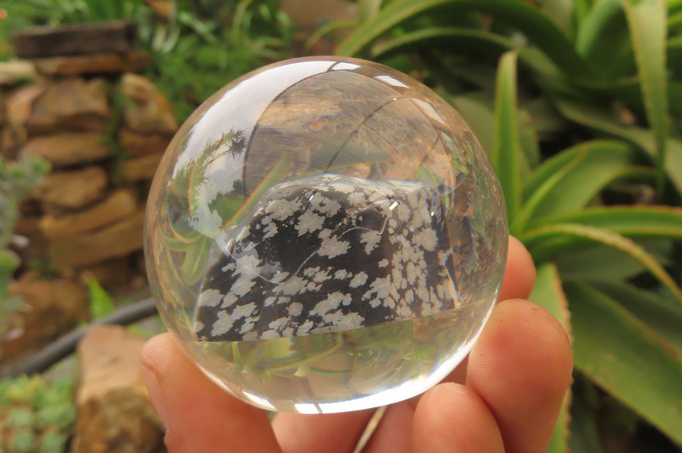 Polished Snowflake Obsidian pieces in PVC Resin Paperweight Spheres - sold per item - From Mexico - Toprock Gemstones and Minerals 