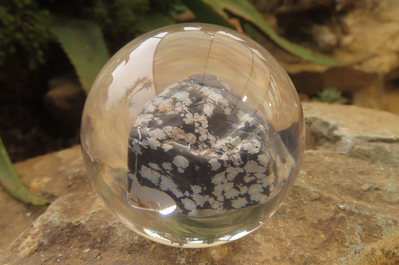 Polished Snowflake Obsidian pieces in PVC Resin Paperweight Spheres - sold per item - From Mexico - Toprock Gemstones and Minerals 