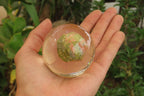 Polished Pink and Green Unakite cobbed piece in PVC Resin Paperweight Sphere - sold per item - From South Africa - Toprock Gemstones and Minerals 