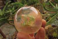 Polished Pink and Green Unakite cobbed piece in PVC Resin Paperweight Sphere - sold per item - From South Africa - Toprock Gemstones and Minerals 