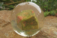Polished Pink and Green Unakite cobbed piece in PVC Resin Paperweight Sphere - sold per item - From South Africa - Toprock Gemstones and Minerals 