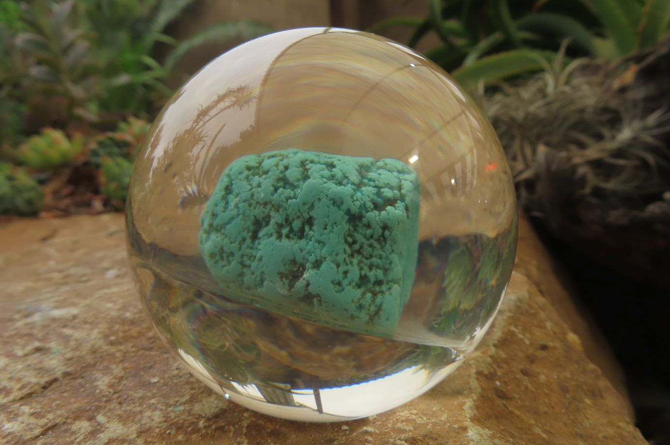 Polished Blue Chrysocolla cobbed piece in PVC Resin Paperweight Sphere - sold per item - From Namibia - Toprock Gemstones and Minerals 