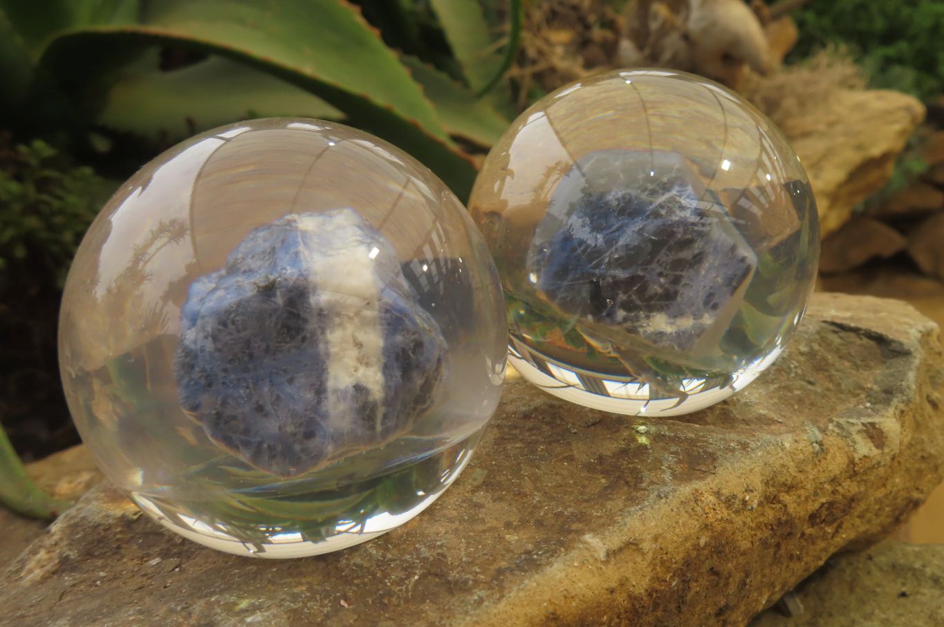 Polished Sodalite cobbed piece in PVC Resin Paperweight Sphere - sold per item - From Namibia - Toprock Gemstones and Minerals 