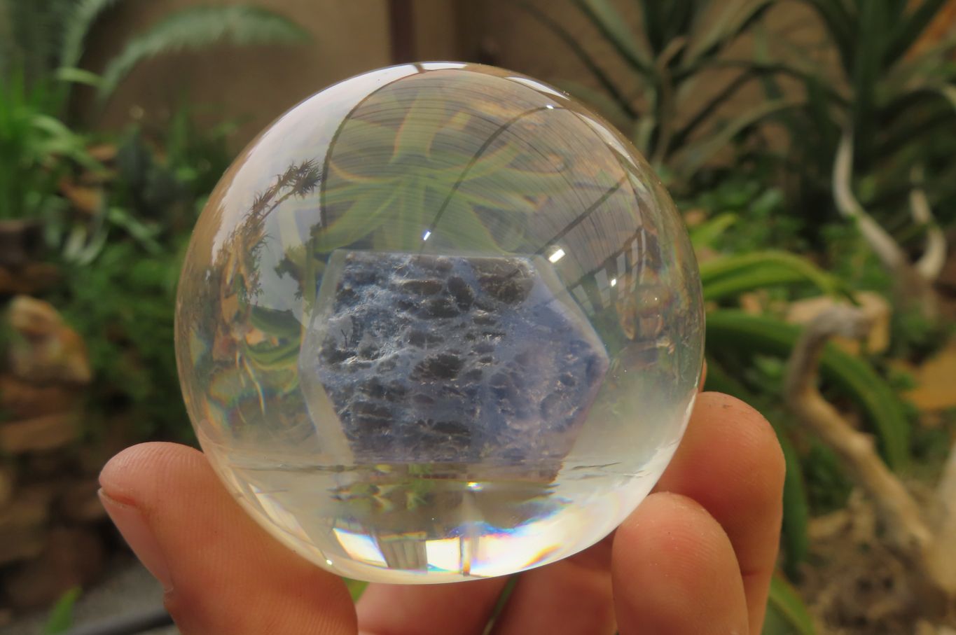 Polished Sodalite cobbed piece in PVC Resin Paperweight Sphere - sold per item - From Namibia - Toprock Gemstones and Minerals 