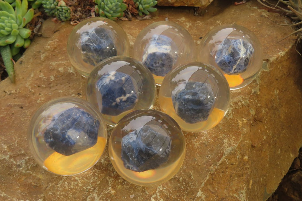Polished Sodalite cobbed piece in PVC Resin Paperweight Sphere - sold per item - From Namibia - Toprock Gemstones and Minerals 