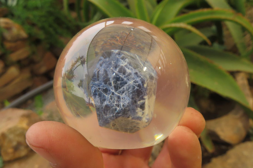 Polished Sodalite cobbed piece in PVC Resin Paperweight Sphere - sold per item - From Namibia - Toprock Gemstones and Minerals 