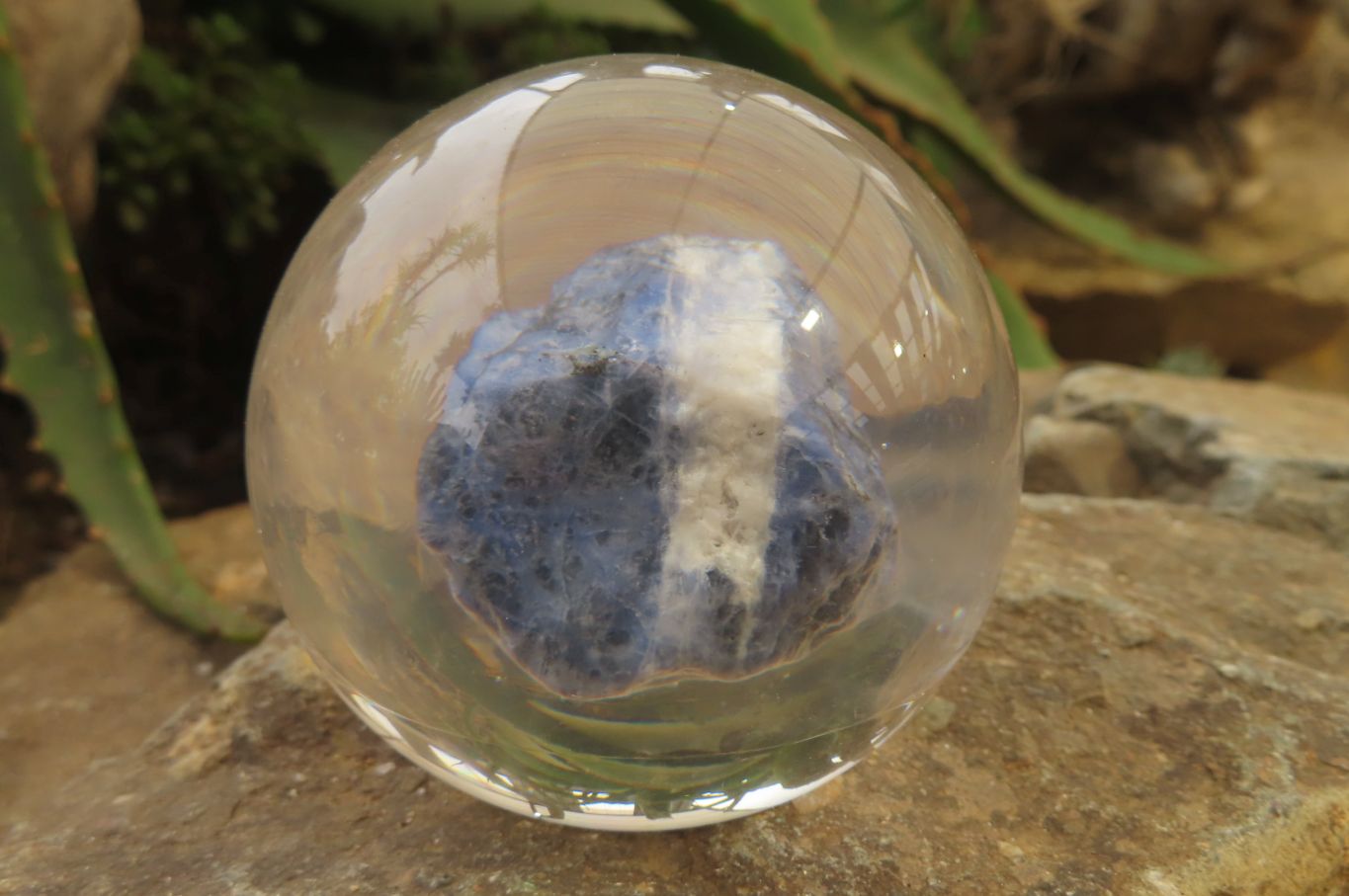 Polished Sodalite cobbed piece in PVC Resin Paperweight Sphere - sold per item - From Namibia - Toprock Gemstones and Minerals 