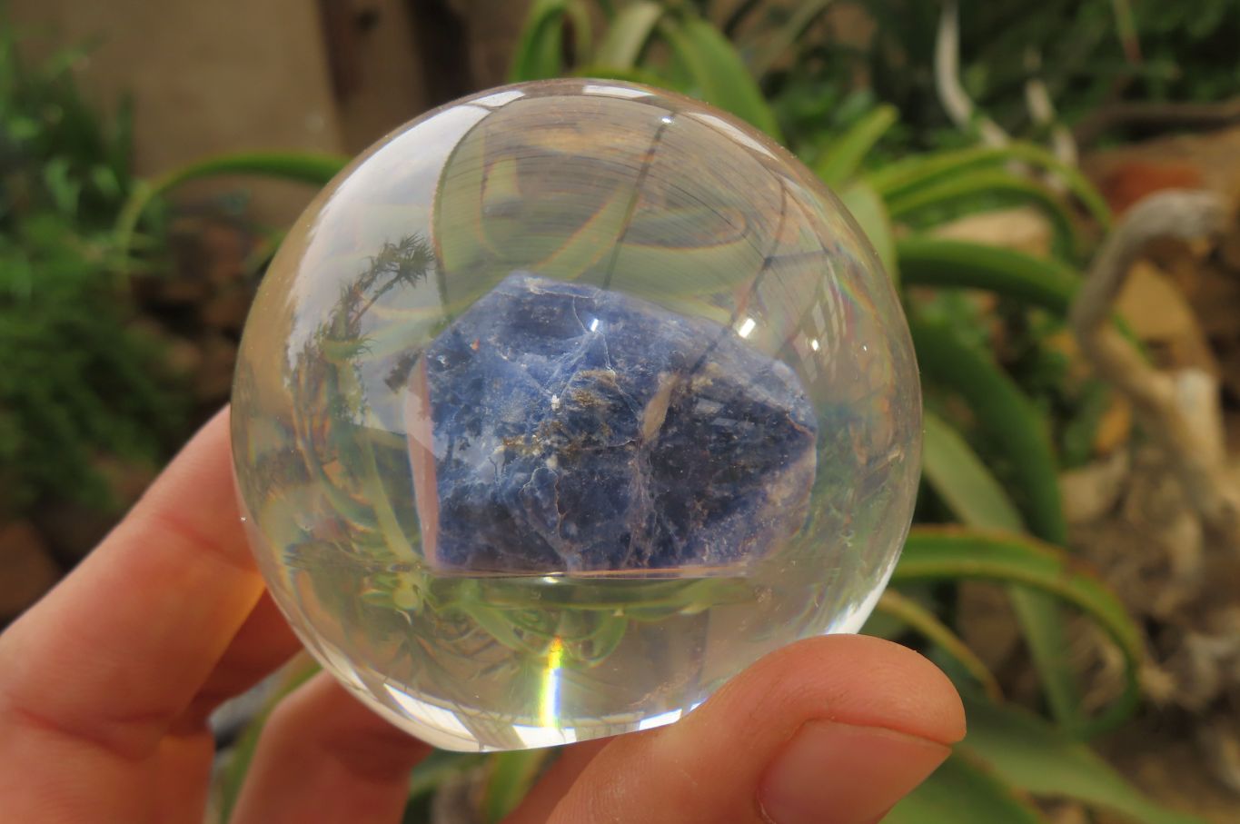 Polished Sodalite cobbed piece in PVC Resin Paperweight Sphere - sold per item - From Namibia - Toprock Gemstones and Minerals 