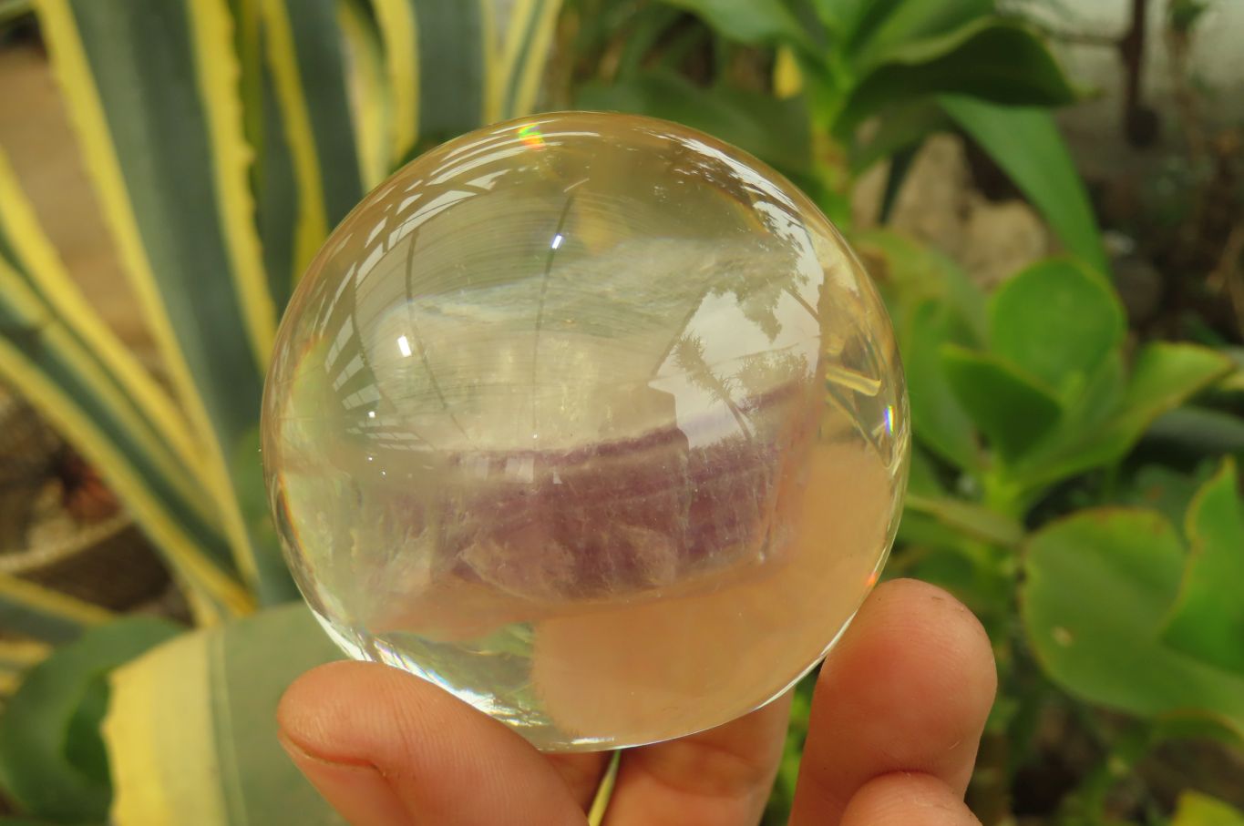 Polished Watermelon Fluorite cobbed piece in PVC Resin Paperweight Sphere - sold per item - From Namibia - Toprock Gemstones and Minerals 