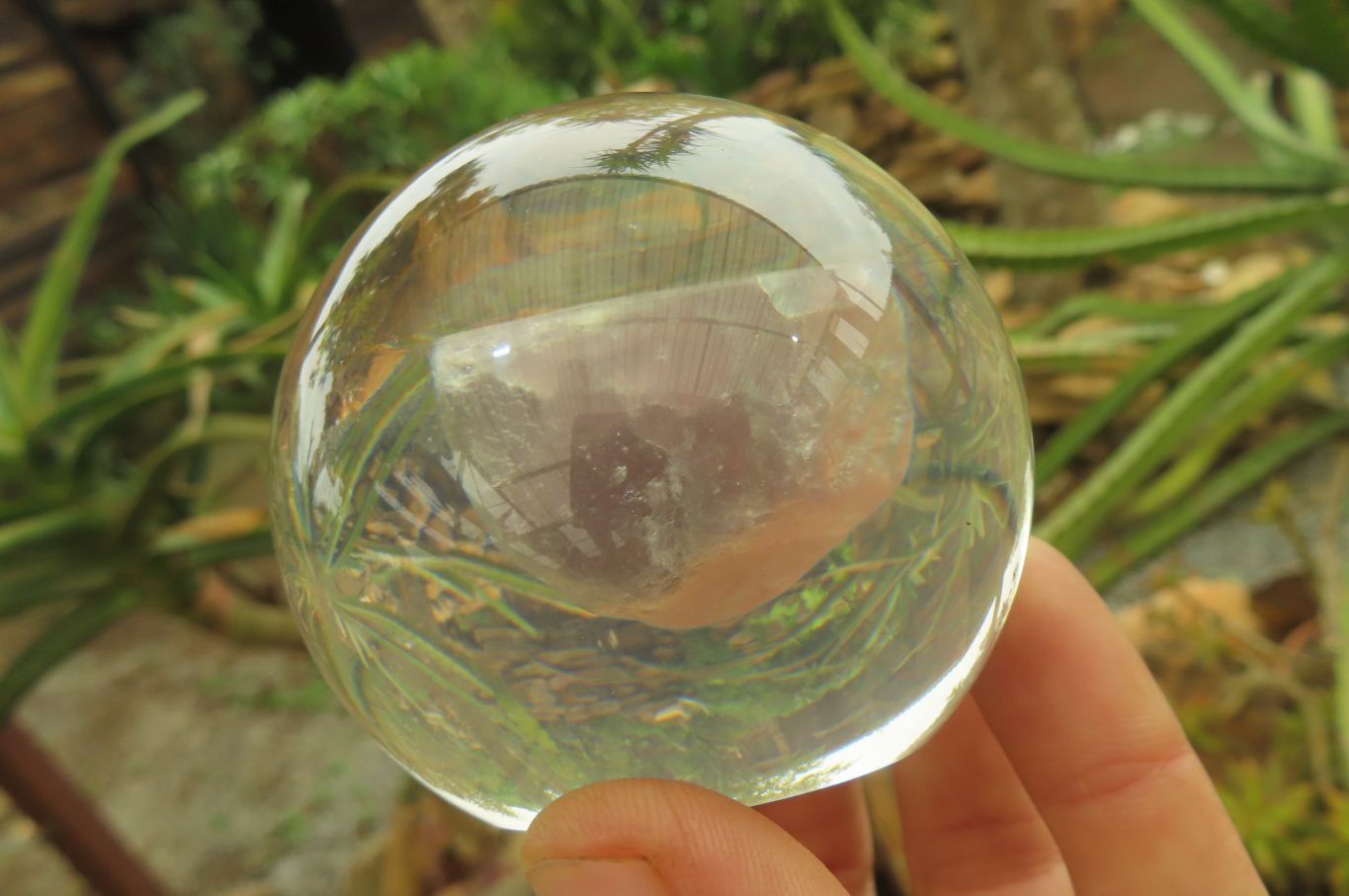 Polished Watermelon Fluorite cobbed piece in PVC Resin Paperweight Sphere - sold per item - From Namibia - Toprock Gemstones and Minerals 
