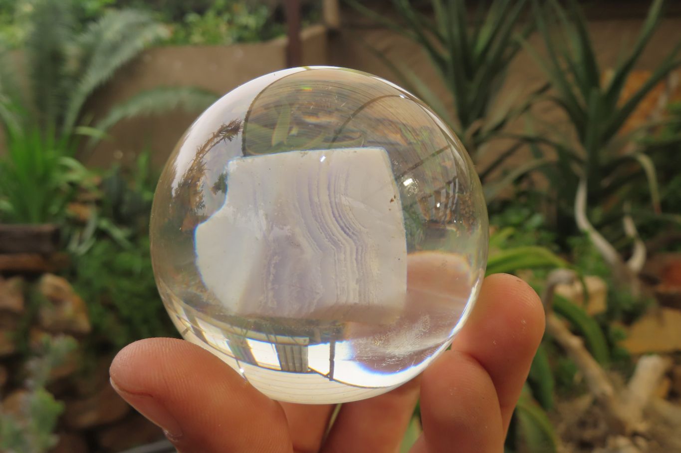 Polished Blue Lace Agate cobbed piece in PVC Resin Paperweight Sphere - sold per item - From Namibia - Toprock Gemstones and Minerals 