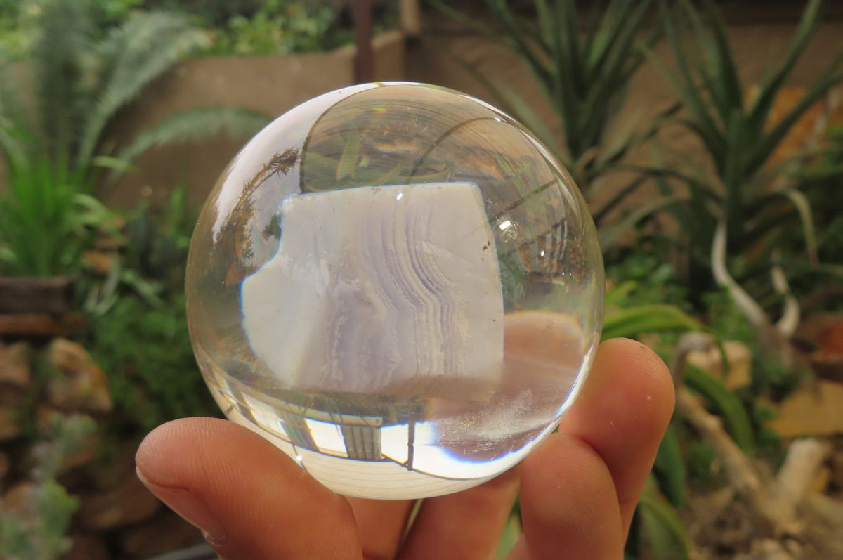Polished Blue Lace Agate cobbed piece in PVC Resin Paperweight Sphere - sold per item - From Namibia - Toprock Gemstones and Minerals 