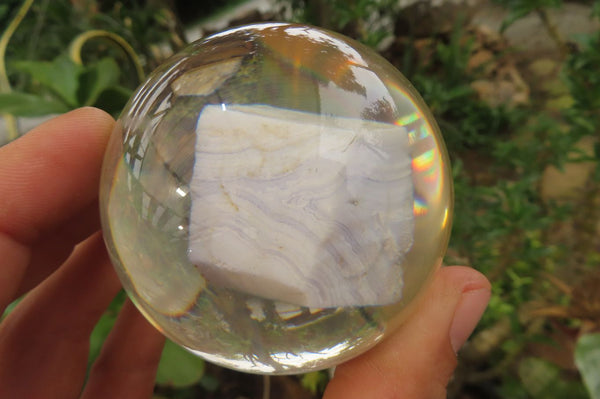 Polished Blue Lace Agate cobbed piece in PVC Resin Paperweight Sphere - sold per item - From Namibia - Toprock Gemstones and Minerals 