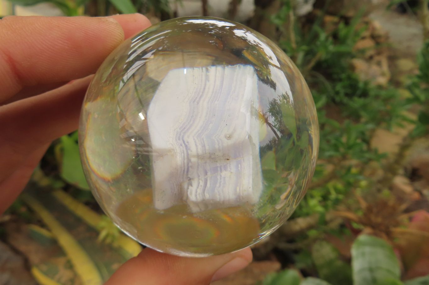 Polished Blue Lace Agate cobbed piece in PVC Resin Paperweight Sphere - sold per item - From Namibia - Toprock Gemstones and Minerals 