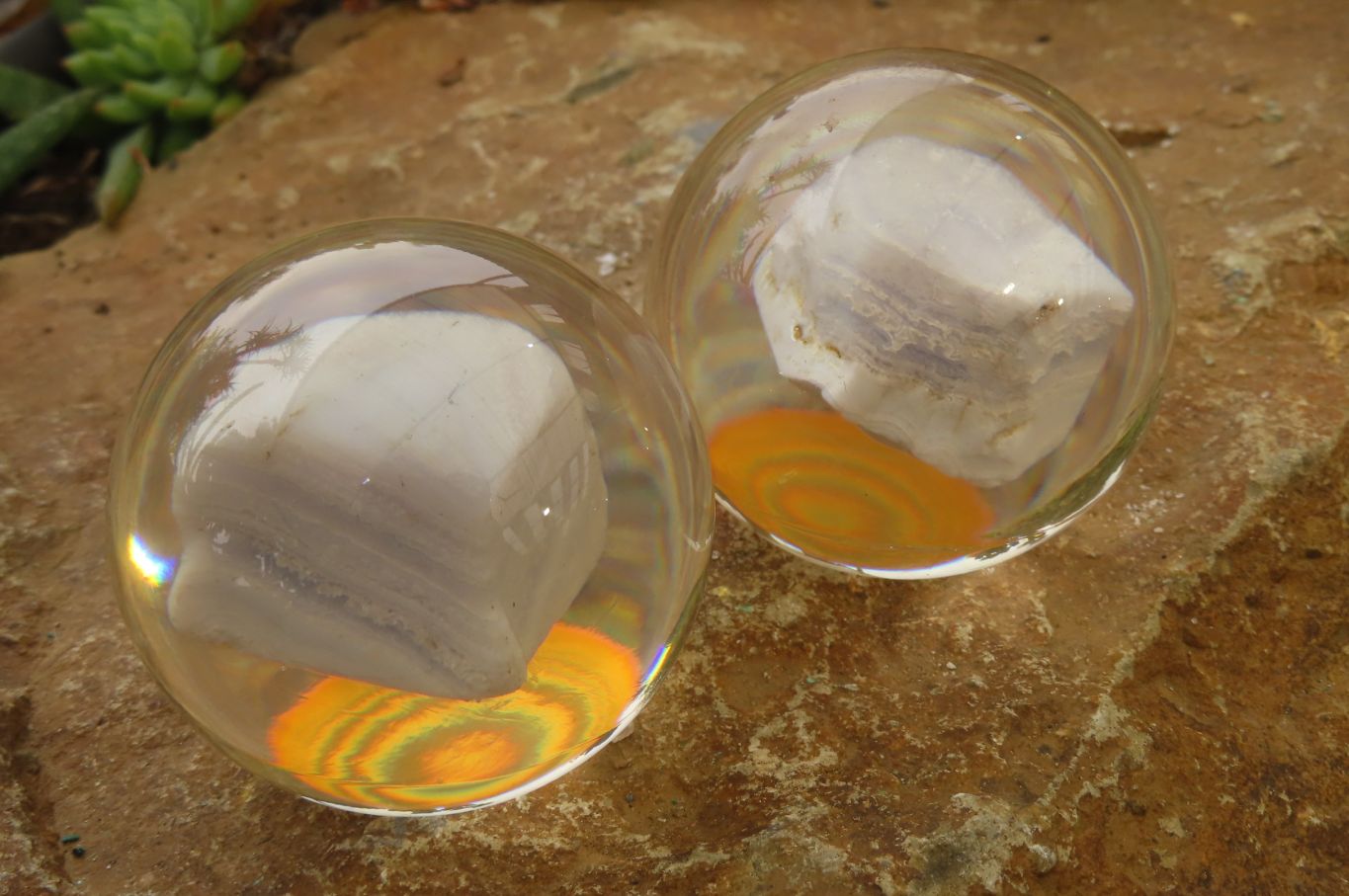 Polished Blue Lace Agate cobbed piece in PVC Resin Paperweight Sphere - sold per item - From Namibia - Toprock Gemstones and Minerals 