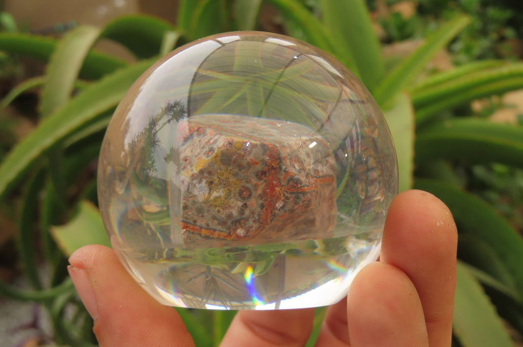 Polished Snakeskin Rhyolite Jasper cobbed piece in PVC Resin Paperweight Sphere - sold per item - From Australia - Toprock Gemstones and Minerals 