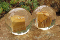 Polished Namibian Desert Picture Stone Jasper cobbed piece in PVC Resin Paperweight Sphere - sold per item - From Namibia