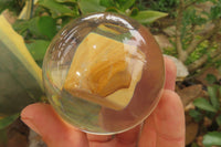 Polished Namibian Desert Picture Stone Jasper cobbed piece in PVC Resin Paperweight Sphere - sold per item - From Namibia