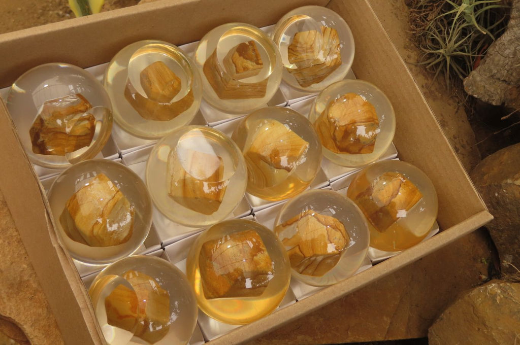 Polished Namibian Desert Picture Stone Jasper cobbed piece in PVC Resin Paperweight Sphere - sold per item - From Namibia - Toprock Gemstones and Minerals 