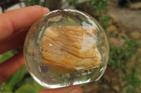 Polished Namibian Desert Picture Stone Jasper cobbed piece in PVC Resin Paperweight Sphere - sold per item - From Namibia