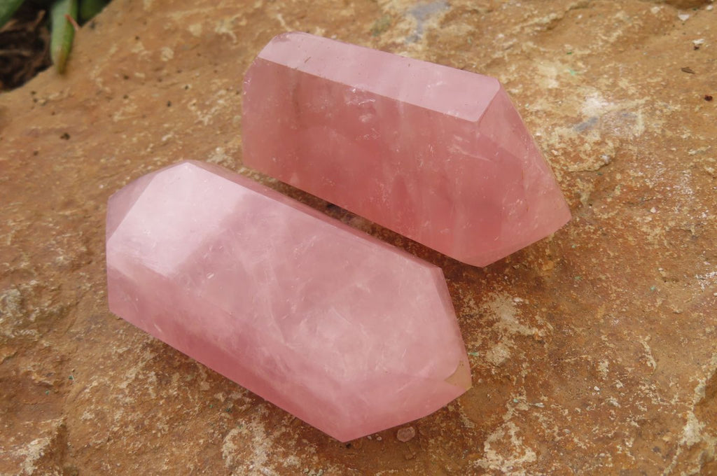 Polished Double Terminated Rose Quartz Points x 12 From Ambatondrazaka, Madagascar - Toprock Gemstones and Minerals 
