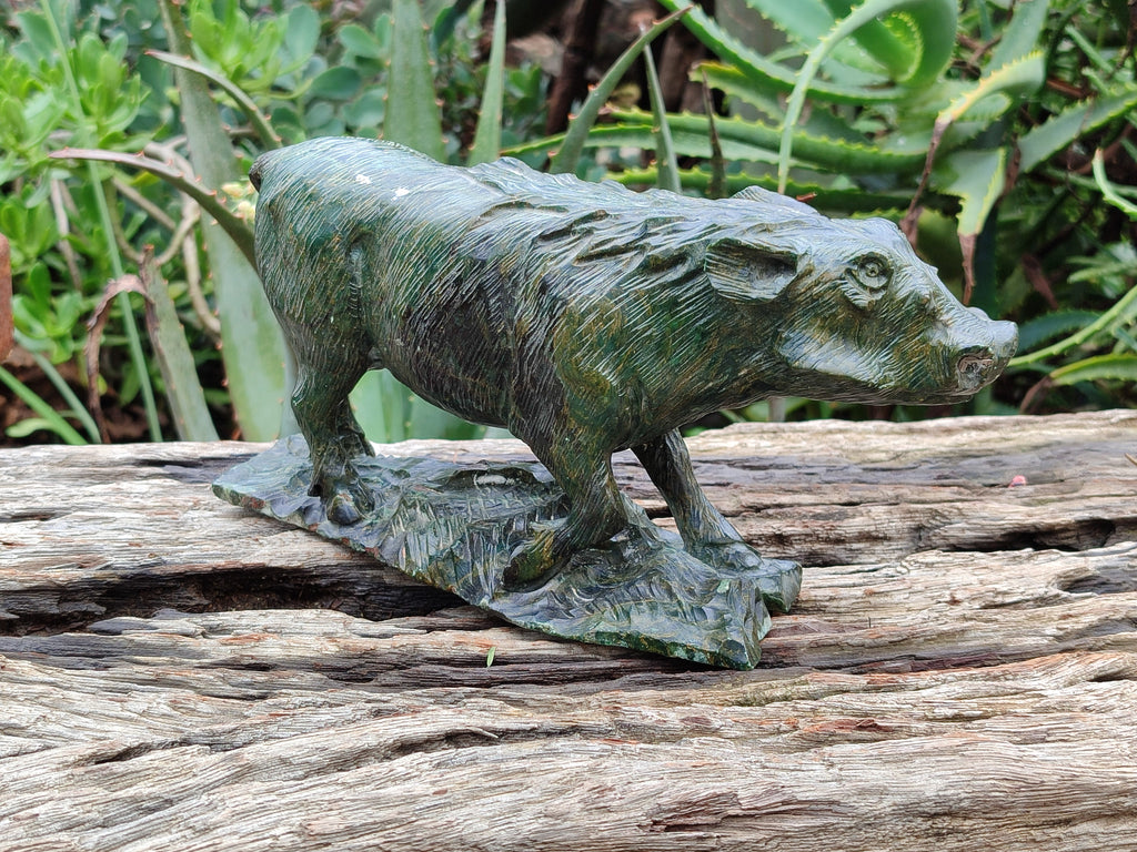 Hand Made Green Verdite Warthog Carving x 1 From Zimbabwe - Toprock Gemstones and Minerals 