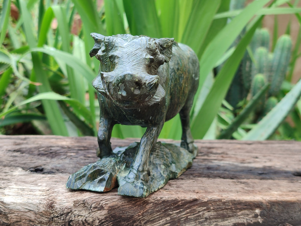 Hand Made Green Verdite Warthog Carving x 1 From Zimbabwe - Toprock Gemstones and Minerals 