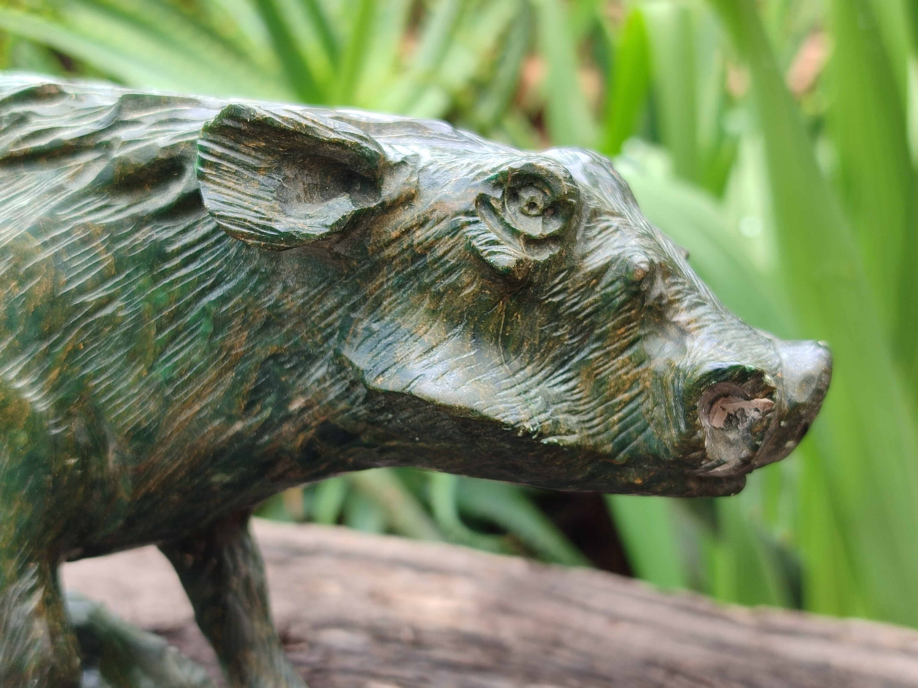 Hand Made Green Verdite Warthog Carving x 1 From Zimbabwe - Toprock Gemstones and Minerals 