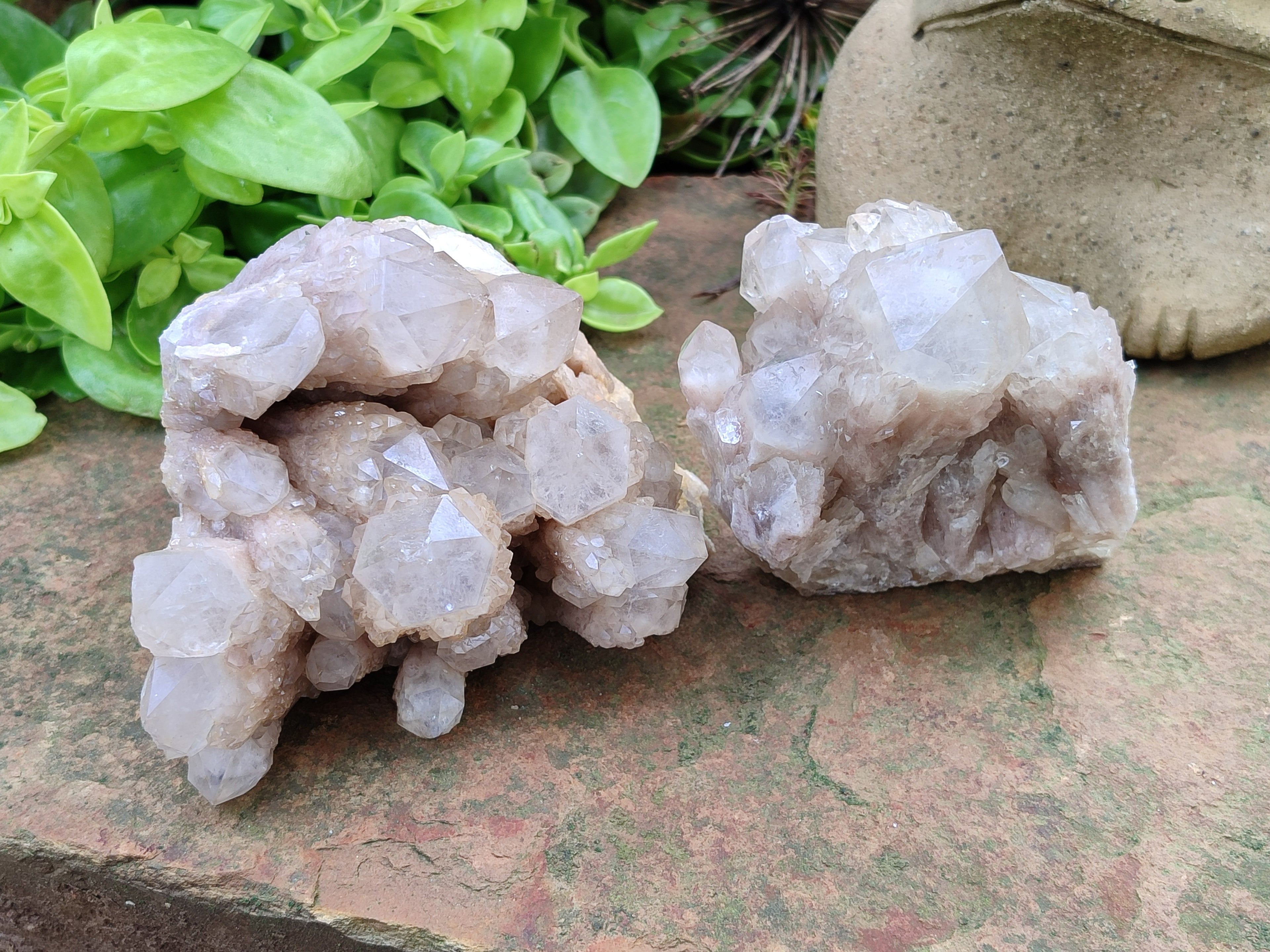 Natural Smokey Phantom Quartz Clusters x 2 From Luena, Congo - Toprock Gemstones and Minerals 