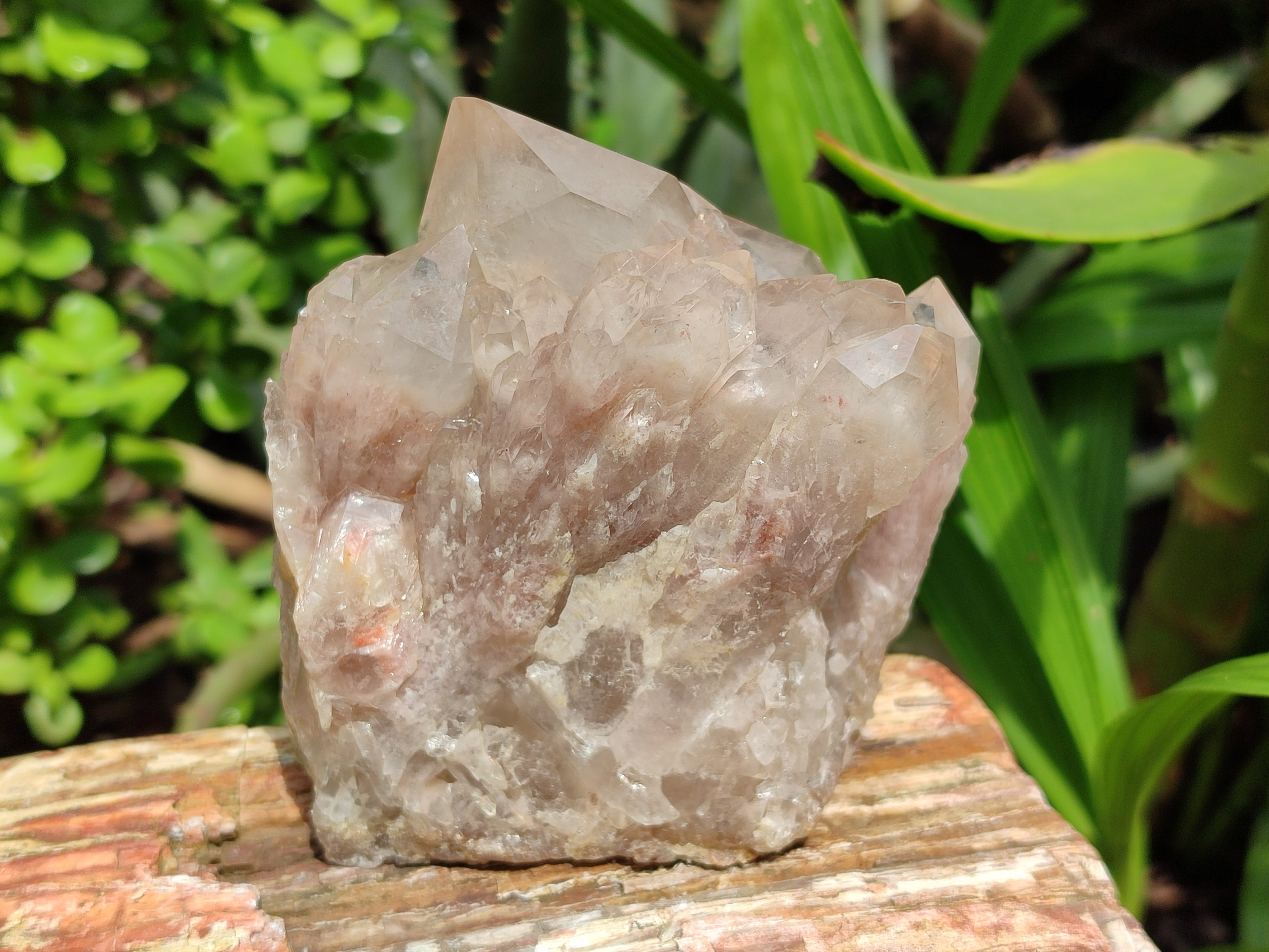 Natural Smokey Phantom Quartz Clusters x 2 From Luena, Congo - Toprock Gemstones and Minerals 