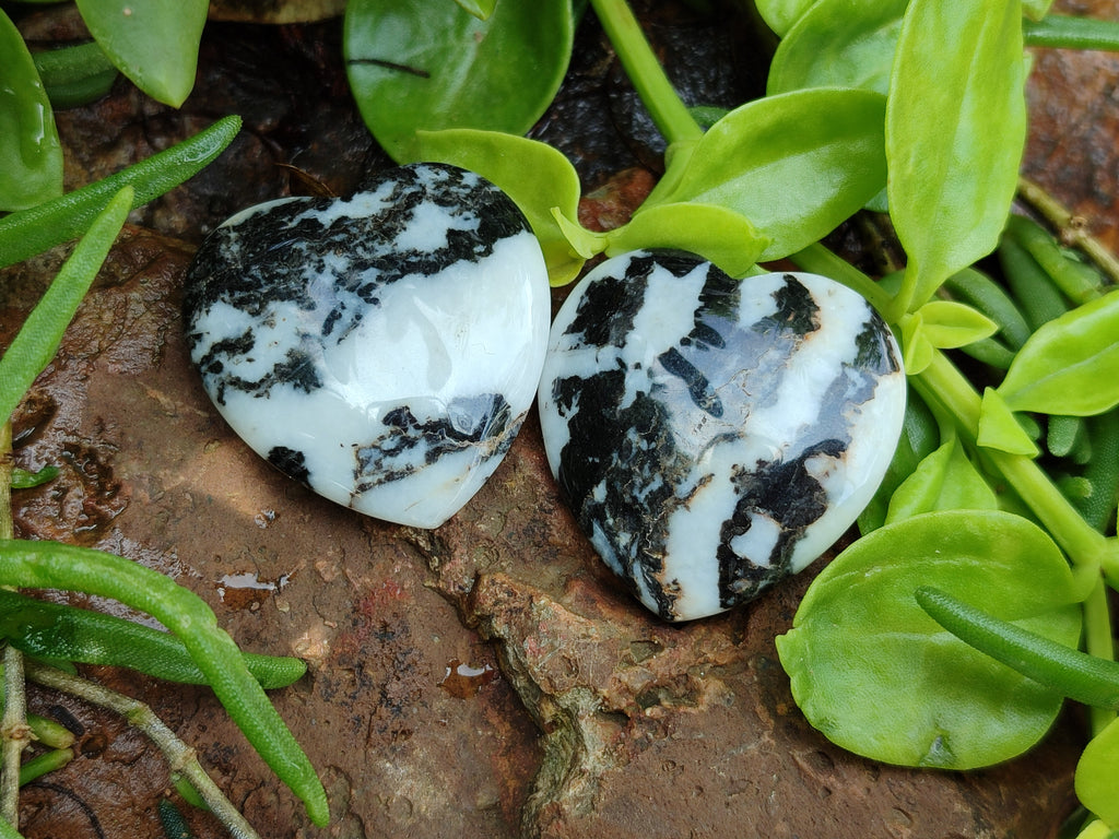 Polished Zebra Marble Gemstone Hearts - sold per item - From China - Toprock Gemstones and Minerals 