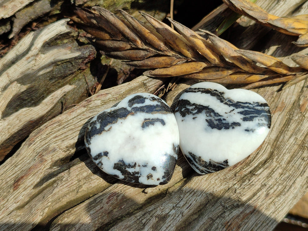 Polished Zebra Marble Gemstone Hearts - sold per item - From China - Toprock Gemstones and Minerals 