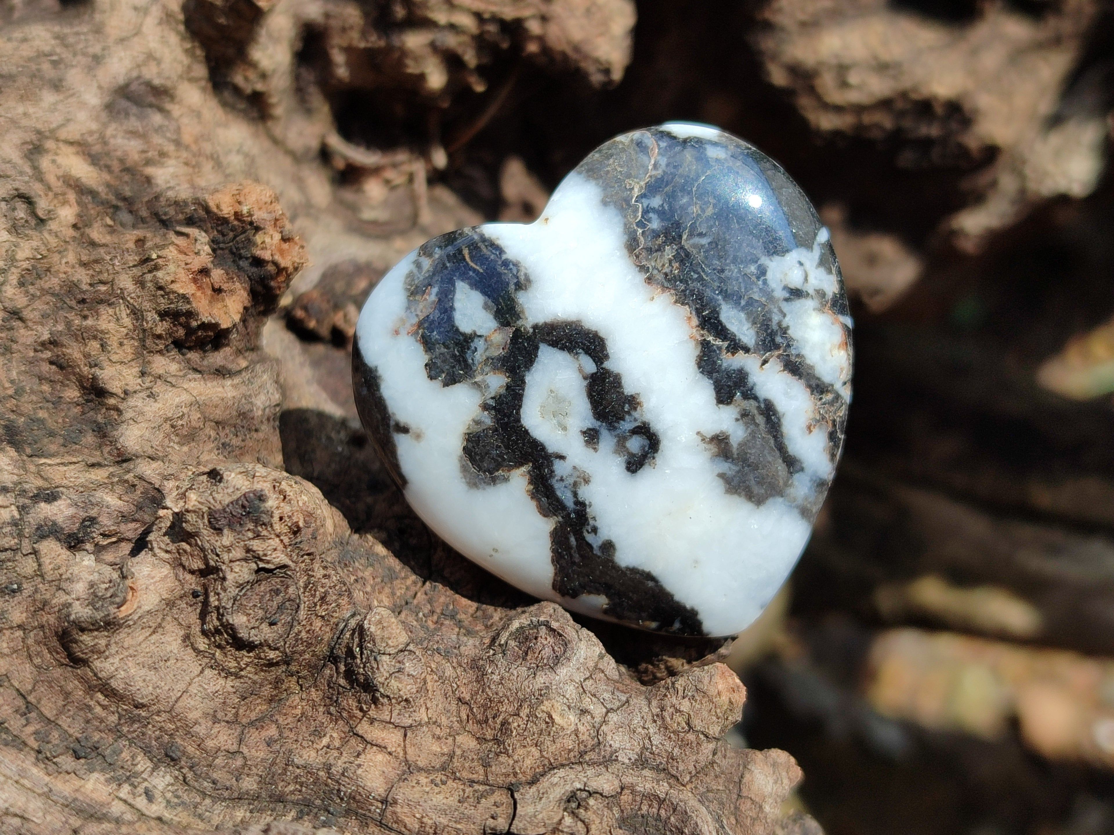 Polished Zebra Marble Gemstone Hearts - sold per item - From China - Toprock Gemstones and Minerals 