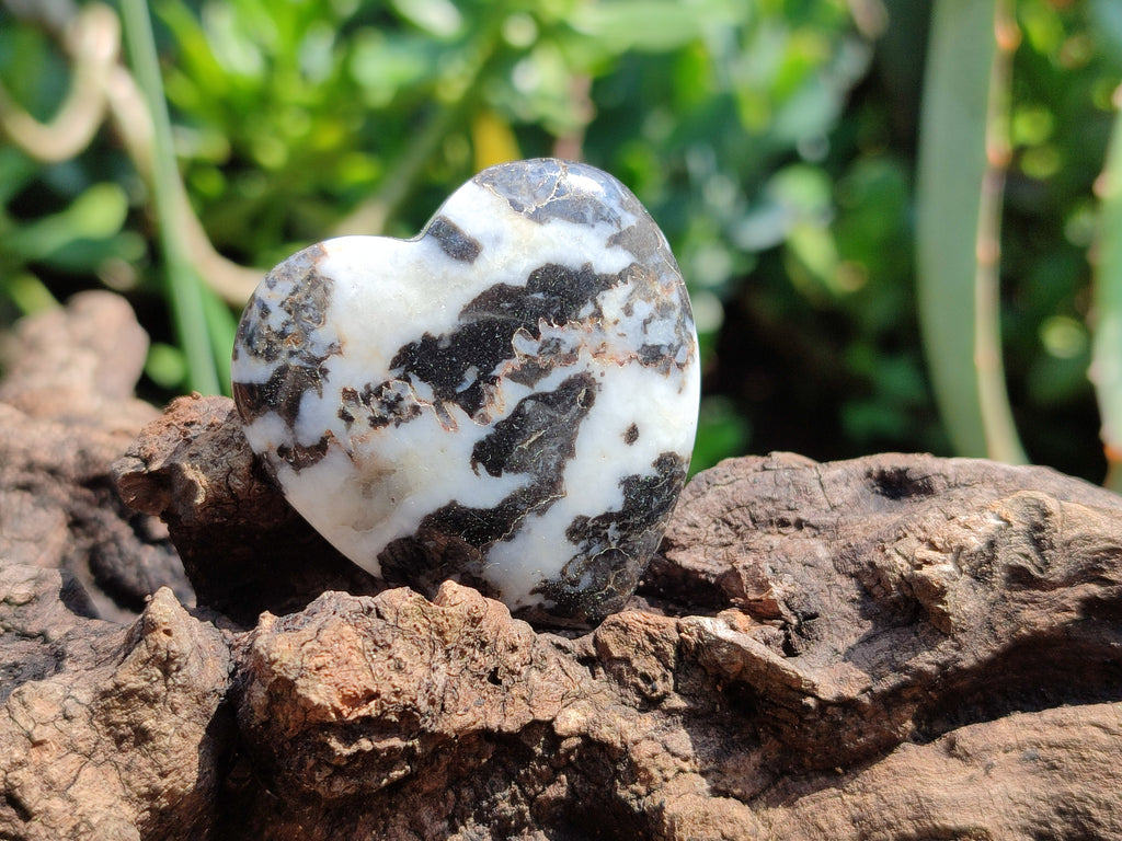 Polished Zebra Marble Gemstone Hearts - sold per item - From China - Toprock Gemstones and Minerals 