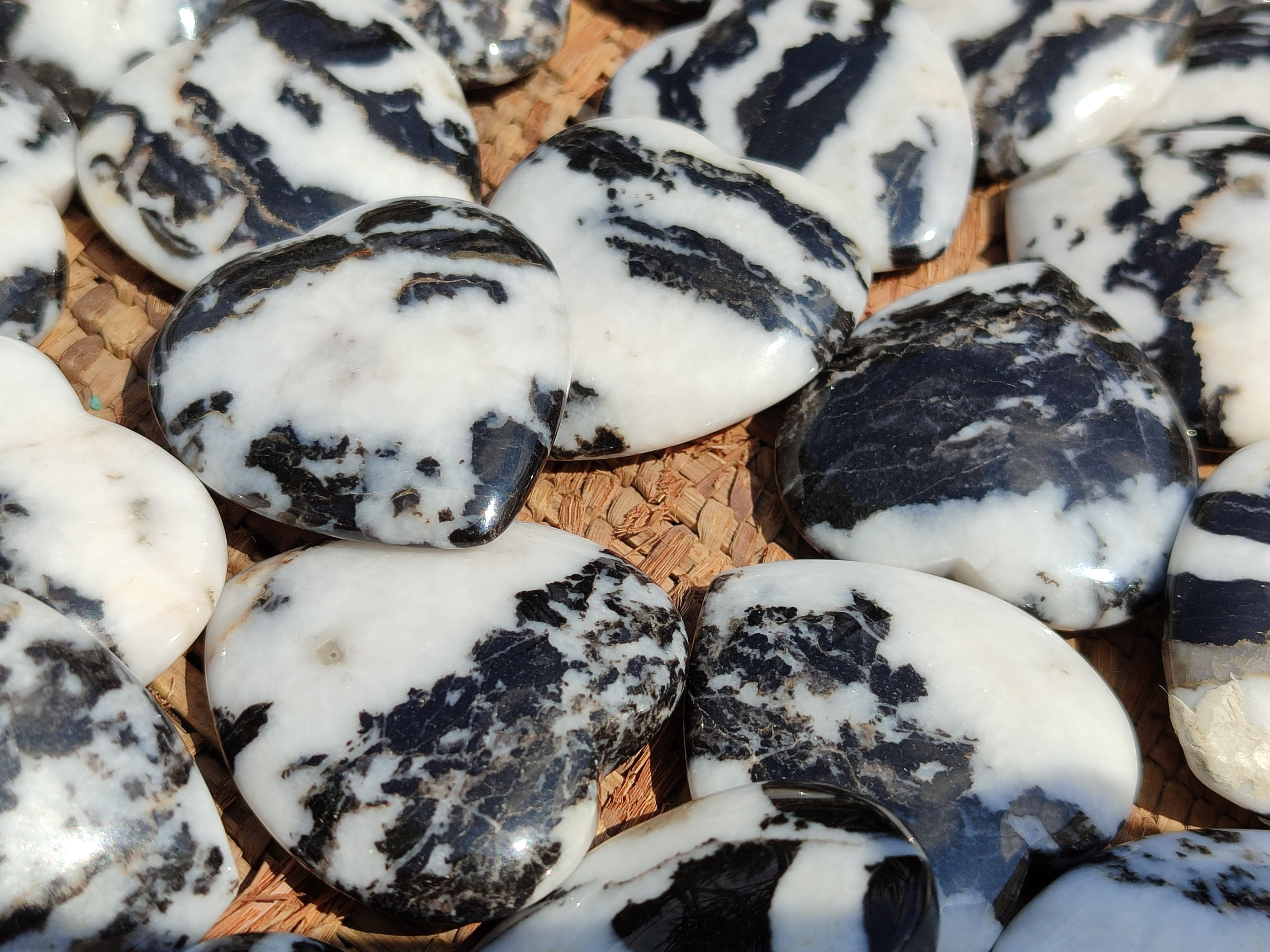 Polished Zebra Marble Gemstone Hearts - sold per item - From China - Toprock Gemstones and Minerals 