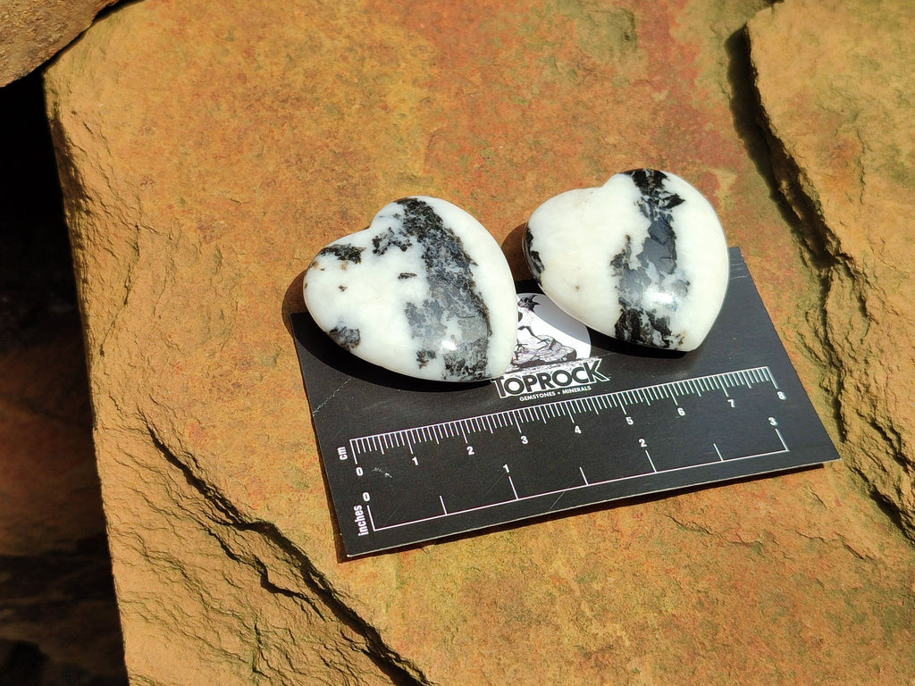 Polished Zebra Marble Gemstone Hearts - sold per item - From China - Toprock Gemstones and Minerals 