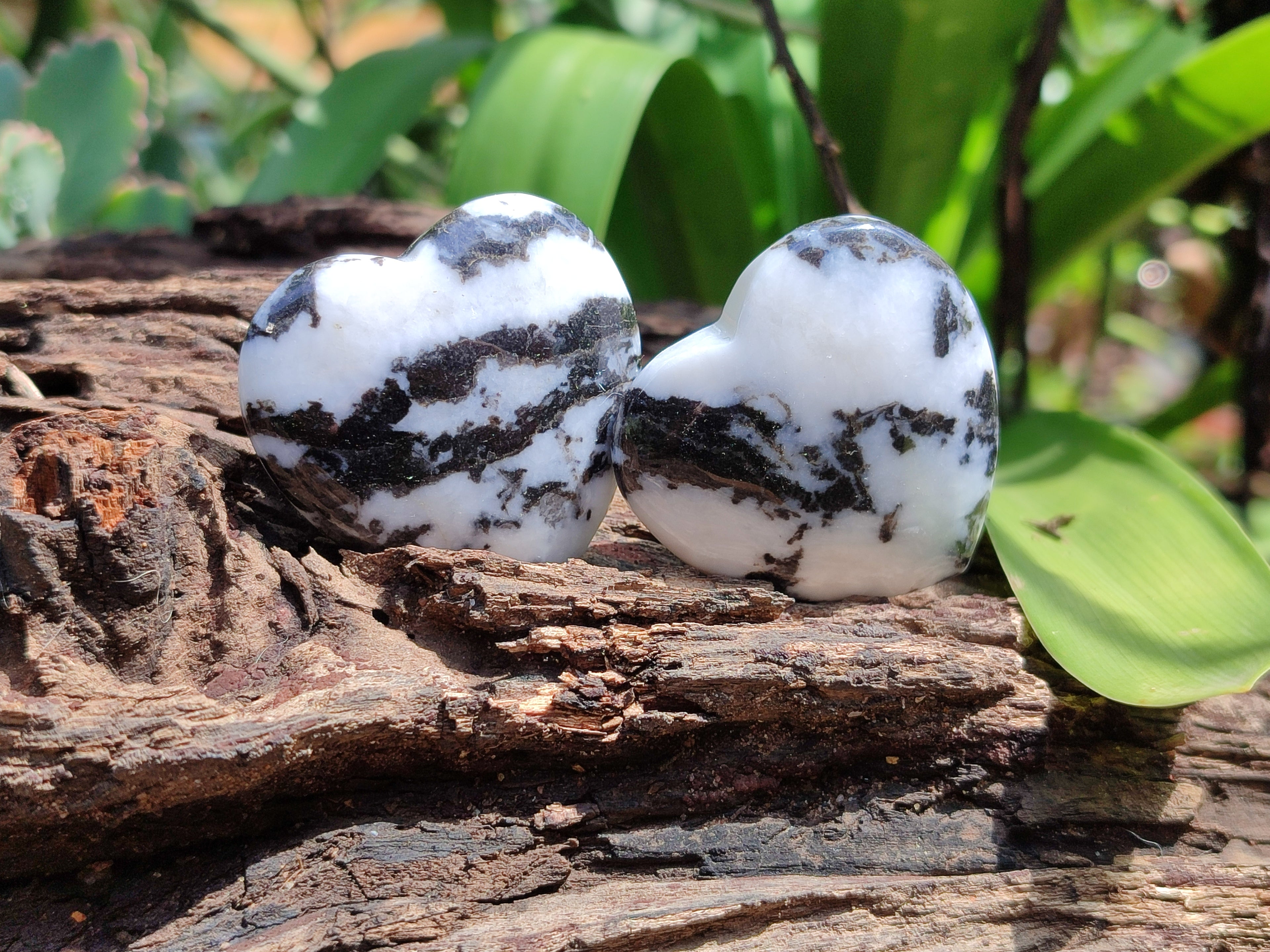 Polished Zebra Marble Gemstone Hearts - sold per item - From China - Toprock Gemstones and Minerals 