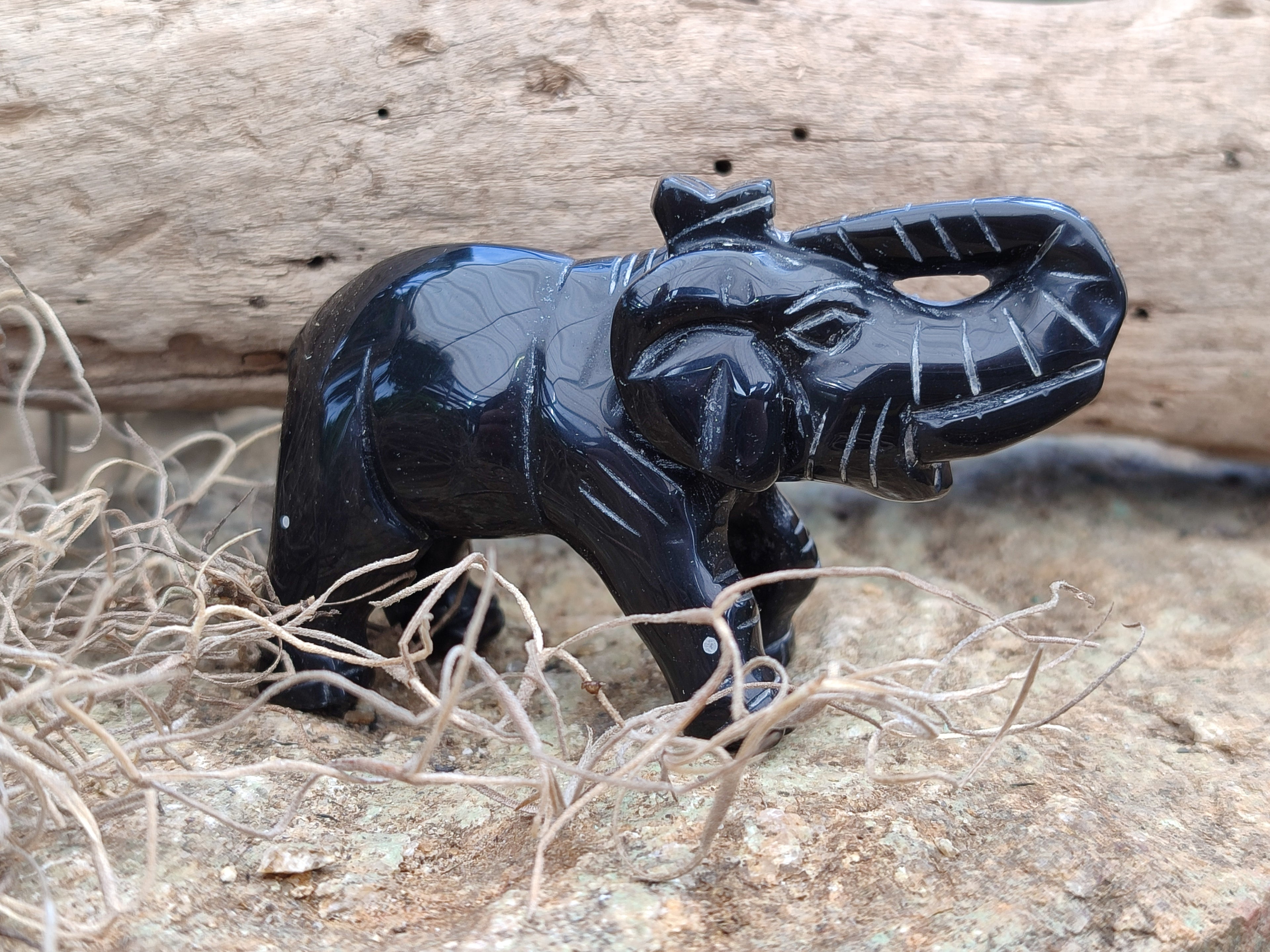 Polished Black Onyx Elephant Carvings - sold per item - From Brazil - Toprock Gemstones and Minerals 