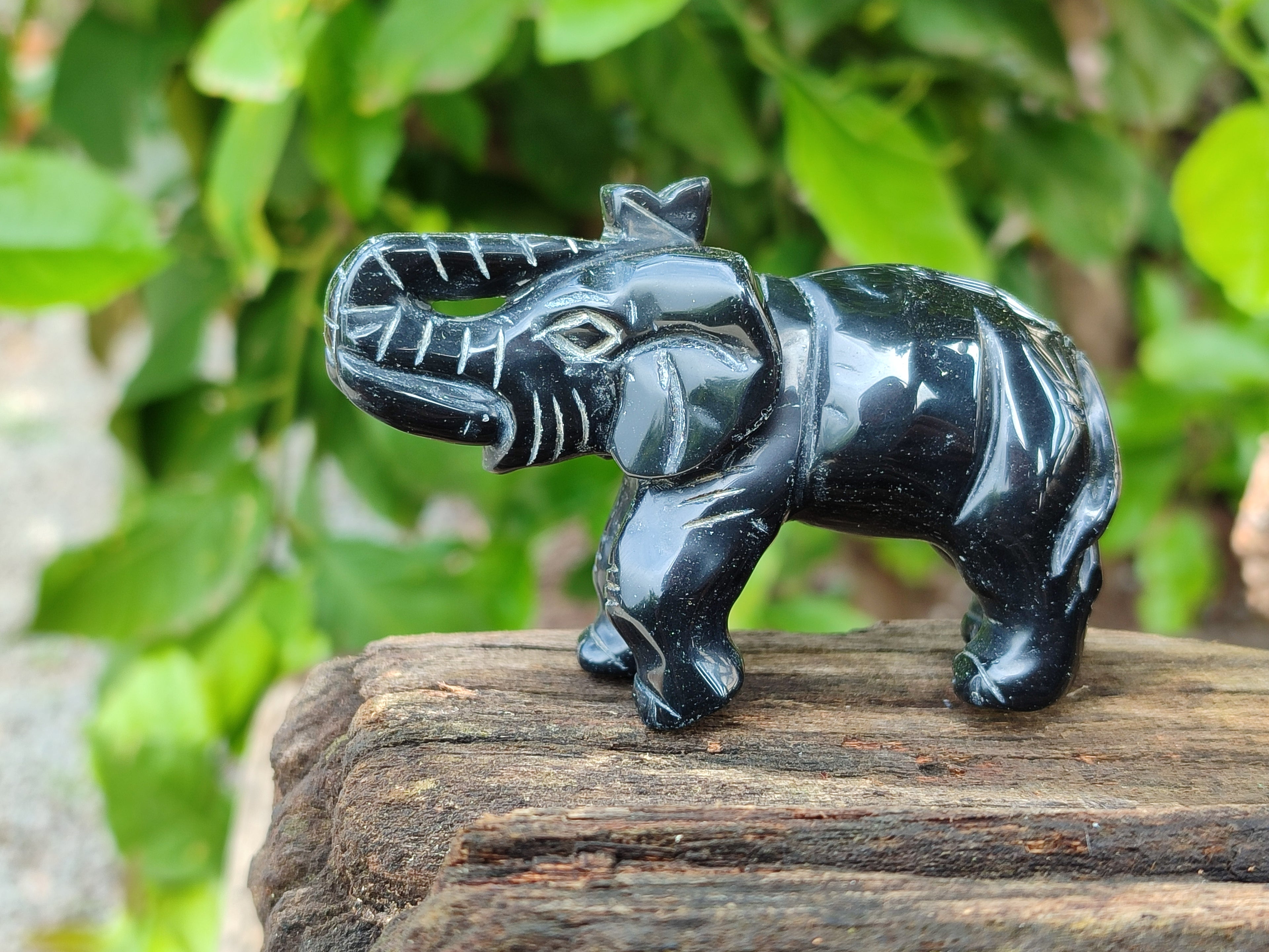 Polished Black Onyx Elephant Carvings - sold per item - From Brazil - Toprock Gemstones and Minerals 