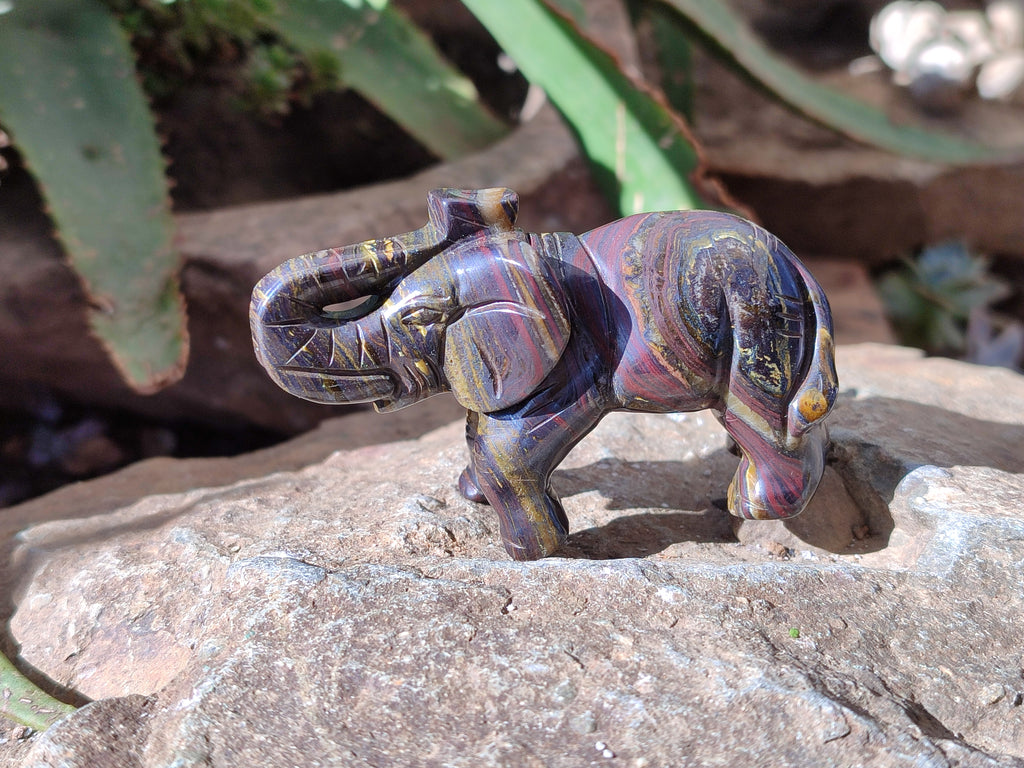 Polished Tiger Iron Banded Ironstone Jasper Elephant Carving - sold per item - From Australia - Toprock Gemstones and Minerals 