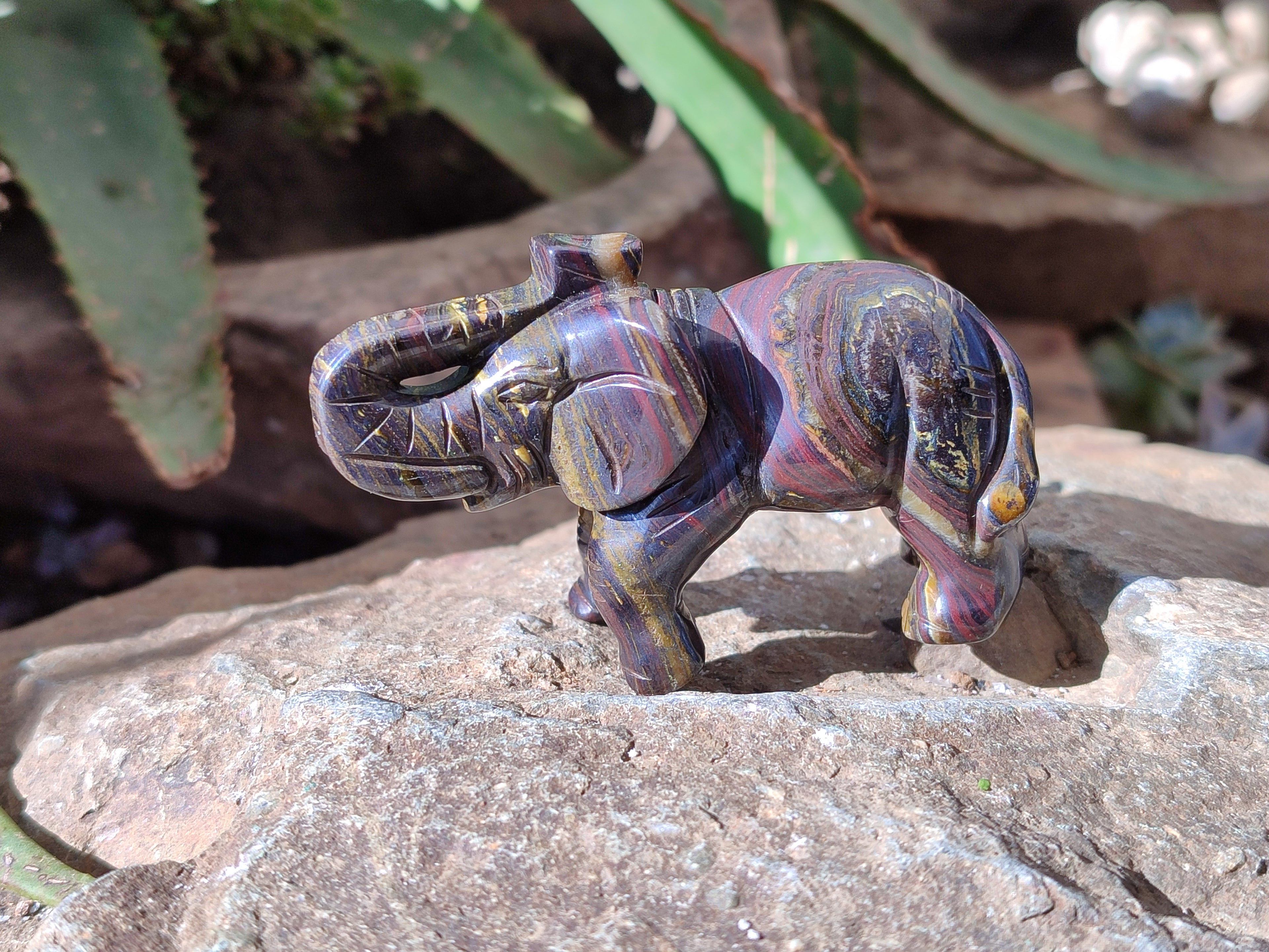 Polished Tiger Iron Banded Ironstone Jasper Elephant Carving - sold per item - From Australia - Toprock Gemstones and Minerals 