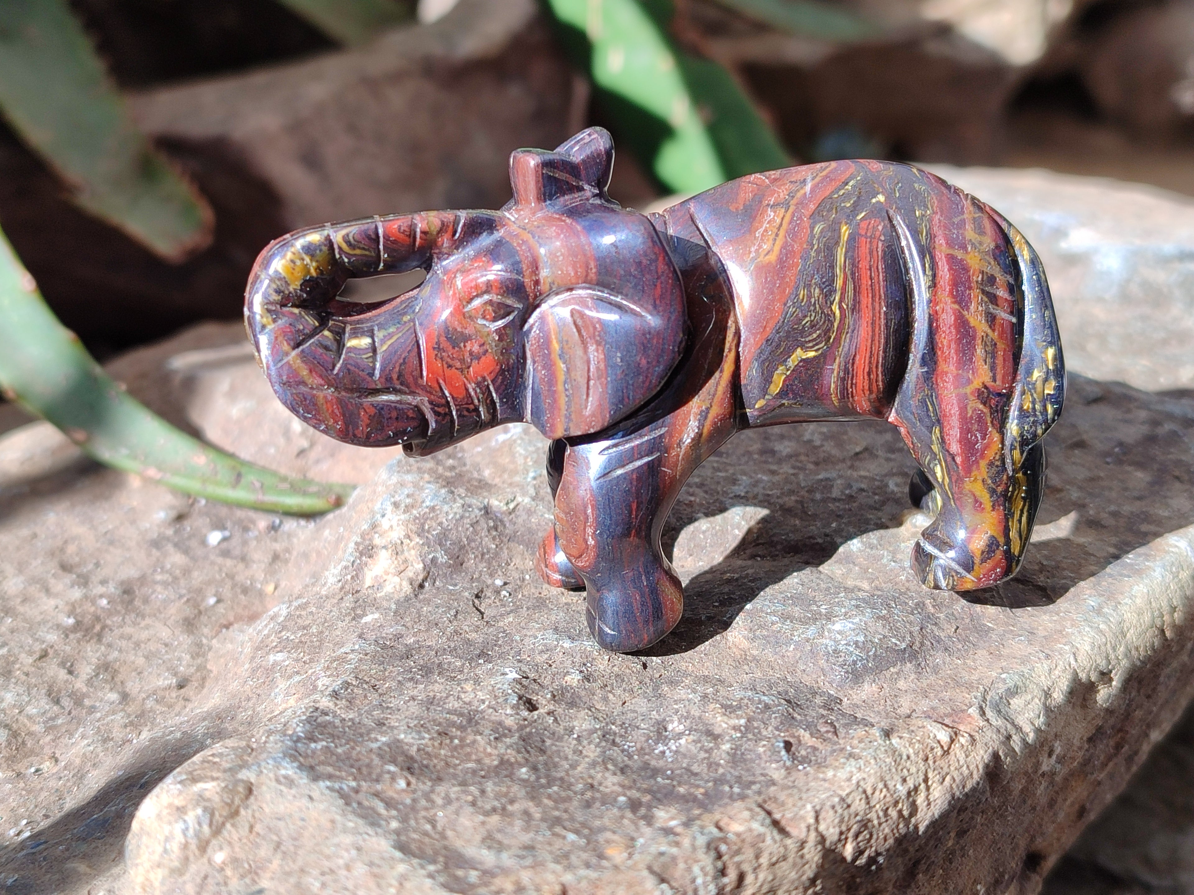 Polished Tiger Iron Banded Ironstone Jasper Elephant Carving - sold per item - From Australia - Toprock Gemstones and Minerals 