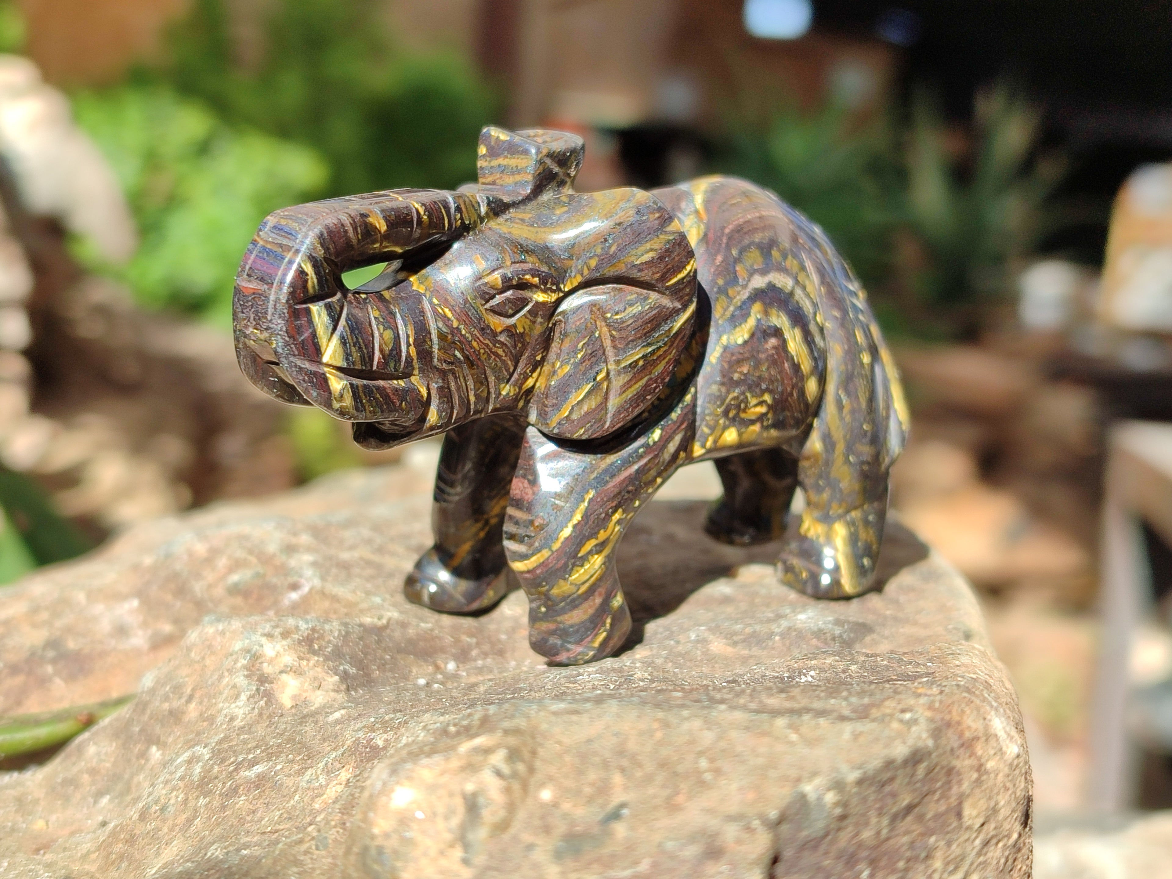 Polished Tiger Iron Banded Ironstone Jasper Elephant Carving - sold per item - From Australia - Toprock Gemstones and Minerals 