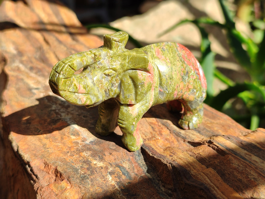 Polished Unakite Elephant Carving - sold per item - From South Africa - Toprock Gemstones and Minerals 
